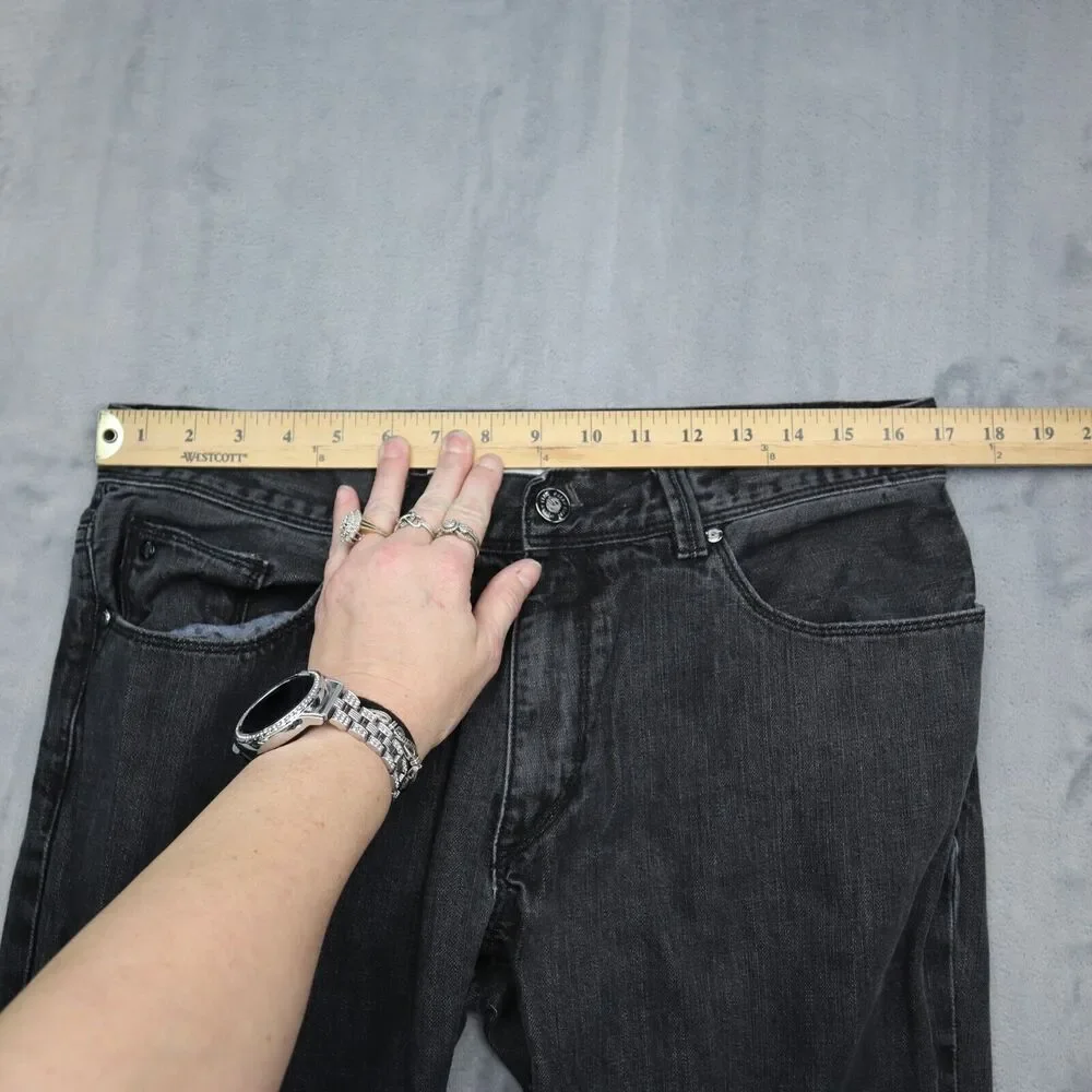 Perry Ellis Jeans Mens 34 Black Straight Mid Rise Cotton Pocket Zip Denim Pants